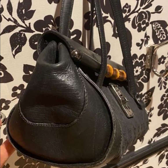 Authentic Gucci Bullet Bag Black  with Bamboo - Picture 7 of 9